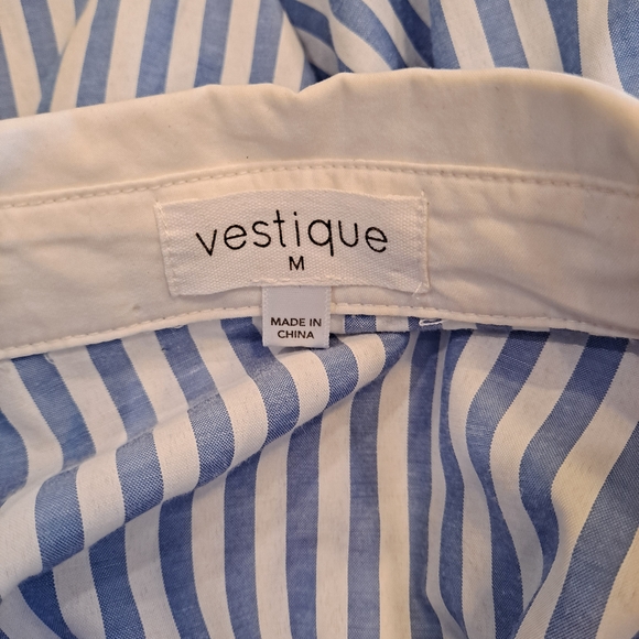 Vestique Blue and White Striped Collared Button Up Maxi Dress - Picture 9 of 10